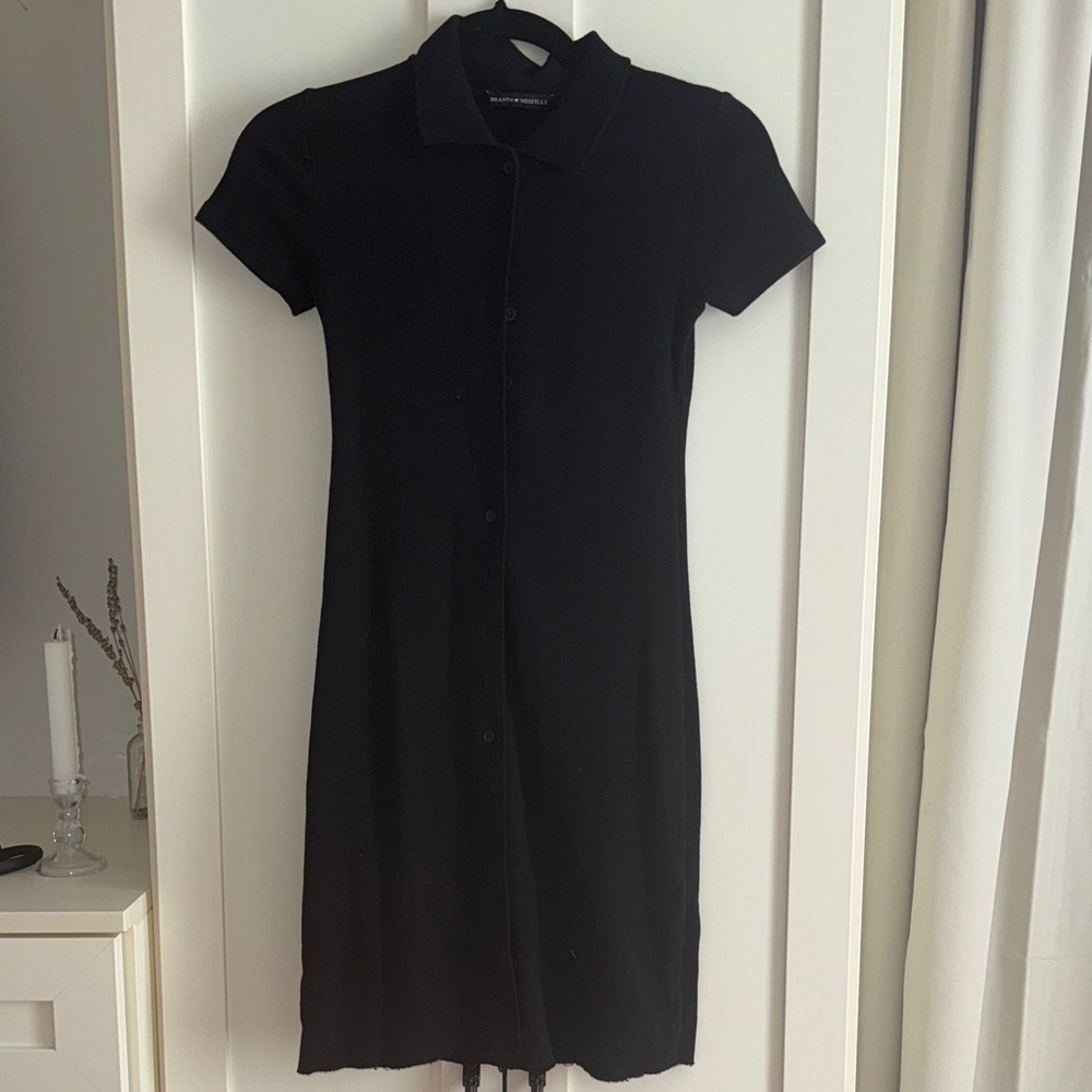 Brandy Melville Classic Black Midi Button Up Dress
